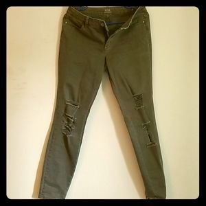 A.N.A. Army Green Ripped Skinny Jegging Jeans
